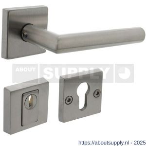 Intersteel Living 4057 set achterdeurbeslag vierkant deurkruk Jura met massieve rozetten en SKG3 veiligheidsrozetten RVS - S26009690 - afbeelding 1