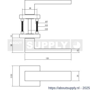 Intersteel Living 4057 set achterdeurbeslag vierkant Amsterdam met massieve rozetten RVS - S26010695 - afbeelding 2