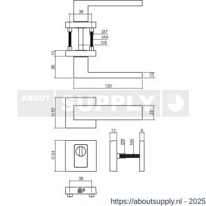 Intersteel Living 4057 set achterdeurbeslag vierkant Amsterdam met massieve rozetten en SKG3 veiligheidsrozetten RVS - S26010696 - afbeelding 2