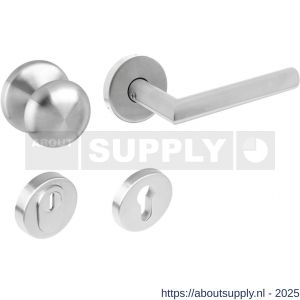 Intersteel Essentials 4057 set voordeurbeslag rond voordeurknop met SKG rozetten en deurkruk op rozet RVS - S26010482 - afbeelding 1