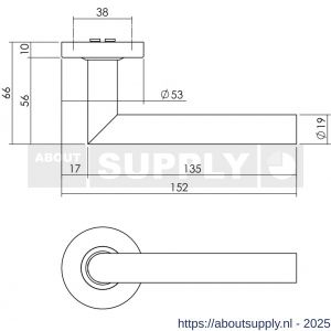 Intersteel Essentials 4057 set voordeurbeslag rond voordeurknop SKG rozetten deurbel briefplaat tochtwering en deurkruk op rozet RVS - S26008662 - afbeelding 2