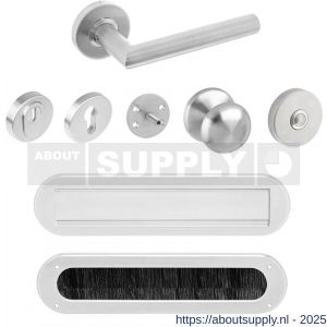 Intersteel Essentials 4057 set voordeurbeslag rond voordeurknop SKG rozetten deurbel briefplaat tochtwering en deurkruk op rozet RVS - S26008662 - afbeelding 1