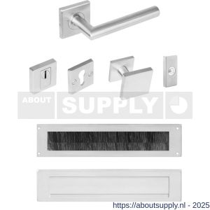 Intersteel Essentials 4057 set voordeurbeslag vierkant voordeurknop SKG rozetten deurbel briefplaat tochtwering en deurkruk op rozet RVS - S26008663 - afbeelding 1
