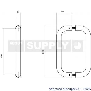 Intersteel Essentials 4323 deurgreep U-vorm 830x80x30 mm hart op hart 800 mm RVS - S26006090 - afbeelding 2