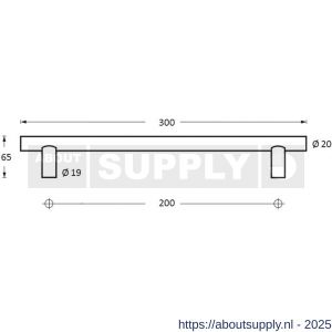 Intersteel Essentials 4324 deurgrepen per paar T-vorm 300x65x20 mm hart op hart 200 mm RVS - S26006093 - afbeelding 2