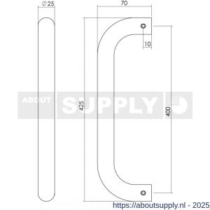 Intersteel Essentials 4333 deurgreep per stuk U-vorm 425x70x25 mm hart op hart 400 mm RVS - S26006132 - afbeelding 2