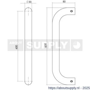 Intersteel Essentials 4340 deurgreep per stuk U-vorm 630x80x30 mm hart op hart 600 mm RVS - S26008775 - afbeelding 2