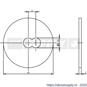 Intersteel Essentials 4380 drukverdeelrozet diameter 40 mm voor deurgrepen en type T-schuin RVS - S26006159 - afbeelding 2