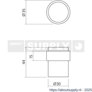 Intersteel Essentials 4420 deurstop diameter 30x40 mm vloermontage RVS - S26007390 - afbeelding 2