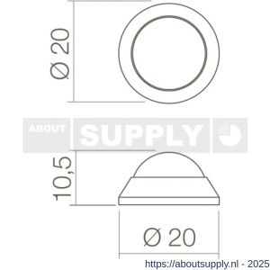 Intersteel Essentials 4421 deurstop bol diameter 20x10 mm wandmontage RVS - S26006161 - afbeelding 2