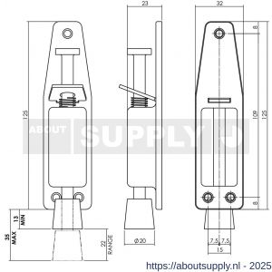 Intersteel Essentials 4440 deurvastzetter met voetrem klein 142 (165) x 32 mm RVS - S26007236 - afbeelding 2