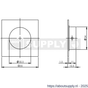 Intersteel Essentials 4476 schuifdeurkom vierkant 34x55 mm verdekt RVS - S26007653 - afbeelding 2