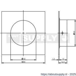 Intersteel Essentials 4476 schuifdeurkom vierkant 52/85 mm verdekt RVS - S26007654 - afbeelding 2