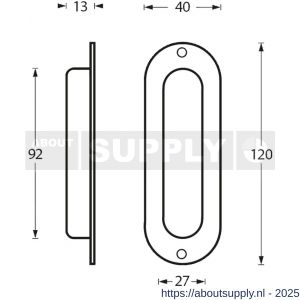 Intersteel Essentials 4476 schuifdeurkom ovaal 120x40 mm opschroevend RVS - S26007655 - afbeelding 2