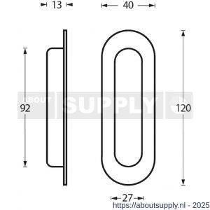 Intersteel Essentials 4476 schuifdeurkom ovaal 120x40 mm verdekt RVS - S26003352 - afbeelding 2