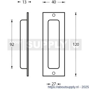 Intersteel Essentials 4476 schuifdeurkom rechthoekig 120x40 mm opschroevend RVS - S26007657 - afbeelding 2