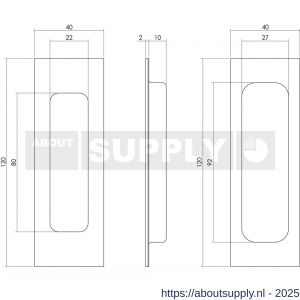 Intersteel Essentials 4476 schuifdeurkom rechthoekig 120x40 mm verdekt RVS - S26007656 - afbeelding 2