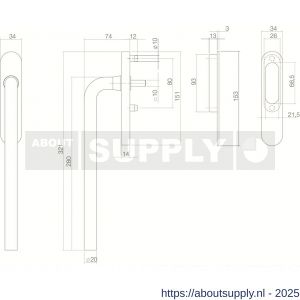 Intersteel 4500 hef-schuifdeurbeslag Draaigreep recht blind met schuifdeurkom RVS geborsteld - S26003876 - afbeelding 2