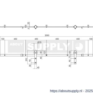 Intersteel Living 4501 schuifdeursysteem 2x1 meter met hangrollen recht 290 mm RVS - S26008785 - afbeelding 2