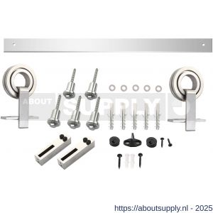 Intersteel Living 4501 schuifdeursysteem 2x1 meter met hangrollen open wiel top 155 mm RVS - S26008790 - afbeelding 1