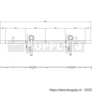 Intersteel Living 4501 schuifdeursysteem 2x1 meter met hangrollen open wiel 255 mm RVS - S26008791 - afbeelding 2