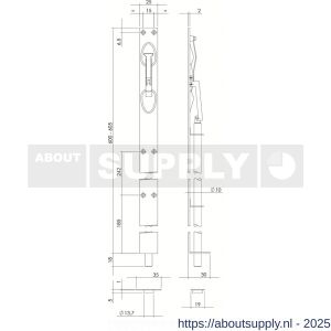 Intersteel Living 4520 kantschuif 25x600 mm RVS - S26007276 - afbeelding 2