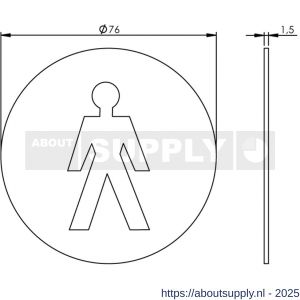 Intersteel Living 4600 pictogram zelfklevend rond diameter 76 mm WC heren RVS - S26007667 - afbeelding 2