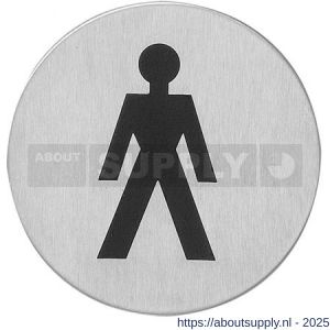 Intersteel Living 4600 pictogram zelfklevend rond diameter 76 mm WC heren RVS - S26007667 - afbeelding 1