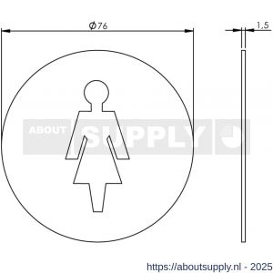 Intersteel Essentials 4600 pictogram zelfklevend rond diameter 76 mm WC dames RVS - S26007665 - afbeelding 2