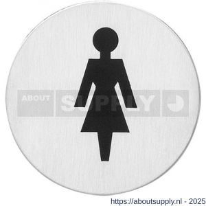 Intersteel Essentials 4600 pictogram zelfklevend rond diameter 76 mm WC dames RVS - S26007665 - afbeelding 1