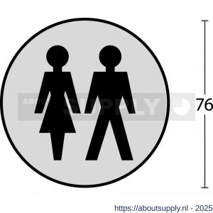 Intersteel Essentials 4600 pictogram zelfklevend rond diameter 76 mm WC dames en heren RVS - S26007663 - afbeelding 2