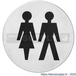 Intersteel Essentials 4600 pictogram zelfklevend rond diameter 76 mm WC dames en heren RVS - S26007663 - afbeelding 1