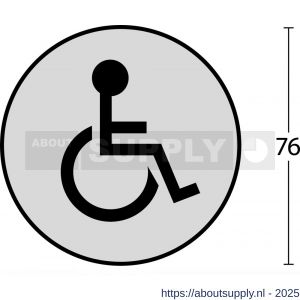 Intersteel Living 4600 pictogram zelfklevend rond diameter 76 mm WC minder valide RVS - S26007670 - afbeelding 2