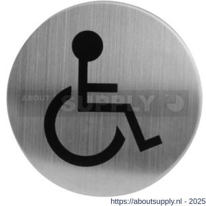 Intersteel Living 4600 pictogram zelfklevend rond diameter 76 mm WC minder valide RVS - S26007670 - afbeelding 1