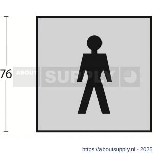 Intersteel Living 4601 pictogram zelfklevend vierkant 76x76 mm WC heren RVS - S26003382 - afbeelding 2