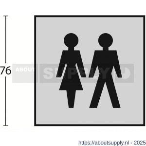 Intersteel Living 4601 pictogram zelfklevend vierkant 76x76 mm WC dames en heren RVS - S26003384 - afbeelding 2