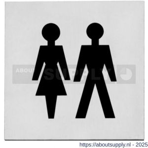 Intersteel Living 4601 pictogram zelfklevend vierkant 76x76 mm WC dames en heren RVS - S26003384 - afbeelding 1