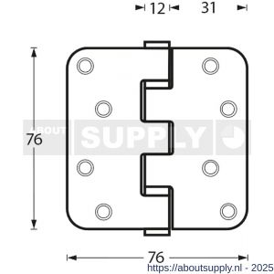 Intersteel Essentials 4625 kogellagerscharnier afgerond 3 inch 76x76x2.5 mm RVS - S26007202 - afbeelding 2