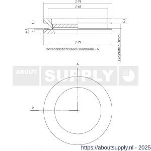 Intersteel Essentials 4760 schuifdeurkom voor glasdeur diameter 55/79 mm RVS - S26003356 - afbeelding 2