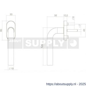 Intersteel 6156 raamkruk Recht diameter 19 mm met zichtring RVS - S26003697 - afbeelding 2