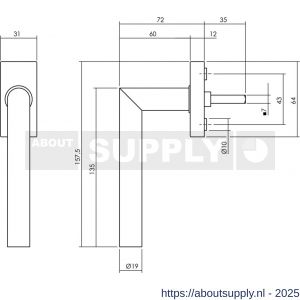 Intersteel Living 6156 raamkruk Jura op stalen rechthoekige rozet stift 7x35 mm RVS - S26010483 - afbeelding 2