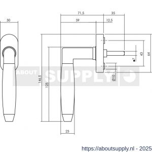 Intersteel Living 6156 raamkruk Combinatie RVS-zwart op stalen ovale rozet stift 7x35 mm RVS - S26010130 - afbeelding 2