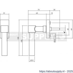 Intersteel Living 6156 raamkruk L-vorm recht op stalen rechthoekige rozet stift 7x35 mm RVS - S26010131 - afbeelding 2