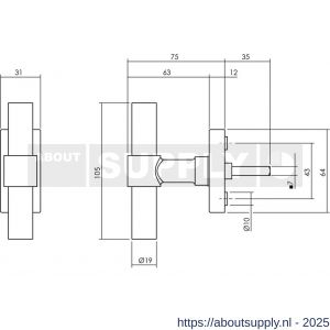 Intersteel Living 6156 raamkruk T-vorm recht op stalen rechthoekige rozet stift 7x35 mm RVS - S26010129 - afbeelding 2