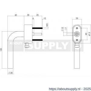 Intersteel 6156 SKG*** afsluitbare raamkruk recht op ovale behuizing stift 7x25 mm RVS - S26008802 - afbeelding 2