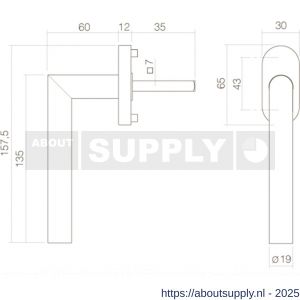Intersteel Essentials 6250 raamkruk 625030 Hoek 90 graden op stalen ovale rozet stift 7x35 mm RVS - S26003703 - afbeelding 2