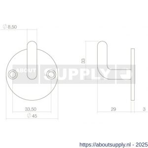 Intersteel Living 6950 jashaak op ronde achterplaat diameter 45 mm RVS - S26006182 - afbeelding 2