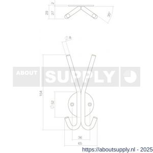 Intersteel Living 6950 hoed-Jashaak dubbel op rond rozet RVS - S26008806 - afbeelding 2
