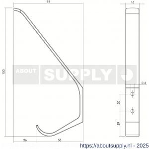 Intersteel 6950 kapstokhaak afgerond RVS - S26007778 - afbeelding 2