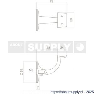 Intersteel Essentials 7300 leuninghouder kleine achterplaat hol zadel opschroevend RVS - S26003975 - afbeelding 2